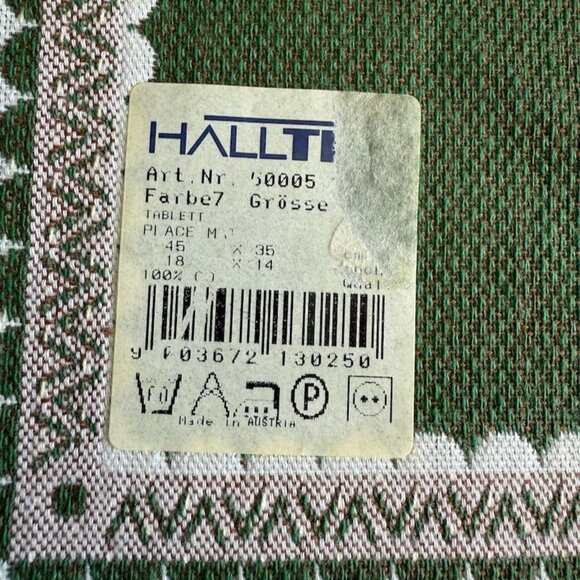 Vtg Haller Textilewerke Halltex German Placemat Folk Art Couple Green On White S - Picture 5 of 9